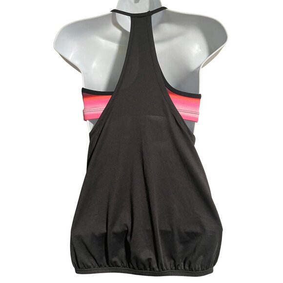 Nike Womens Racerback Tank Top With Attached Sports Bra Size XS Black Pink - Picture 3 of 8